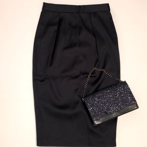 SPOTLIGHT WAREHOUSE Satin Pencil Skirt Navy Sz 8